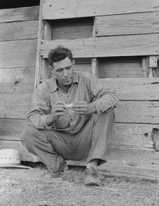 Native Texan farmer on relief, Goodliet, Hardeman County, Texas, 1938. Creator: Dorothea Lange.