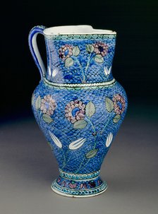 Jug with flowers against a fish-scale background, 1530-1550. Artist: Unknown.