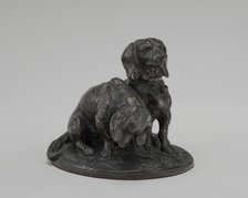 Two Seated Basset Hounds, model 1853. Creator: Emmanuel Fremiet.