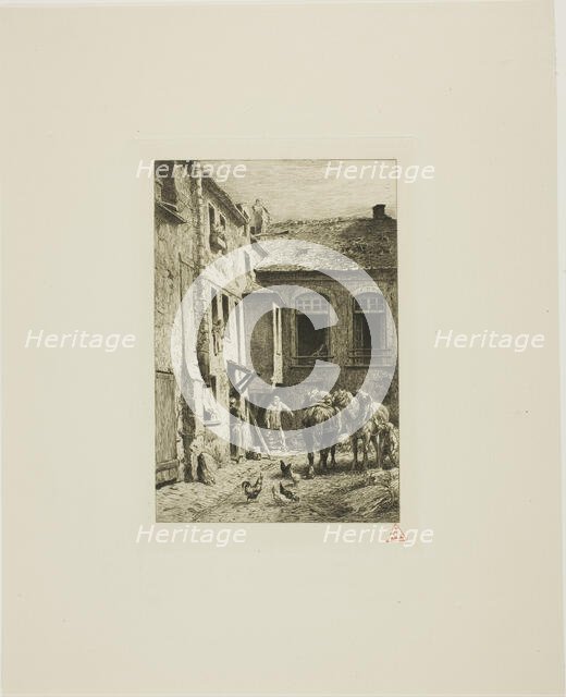 Parisian Courtyard, 1865. Creator: Charles Emile Jacque.