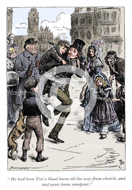 Scene from A Christmas Carol by Charles Dickens, 1843. Artist: Unknown.