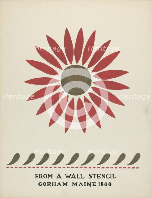 Design from Gorham, Maine 1800: from Proposed Portfolio "Maine Wall Stencils", 1935/1942. Creator: Mildred E Bent.