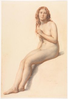 Female Nude, Seated, Three Quarter View from Front, 1859. Creator: William Mulready (British, 1786-1863).