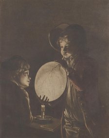 Two Boys Blowing a Bladder by Candle-light, 1773., 1773. Creator: Peter Perez Burdett.
