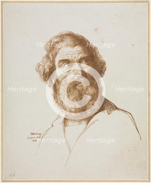 Head of a Bearded Man Gazing to His Left, 1859. Creator: William Mulready (British, 1786-1863).