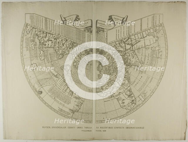 Universalior Cogniti Orbis Tabula, Ex Recentibus Confecta Observationibus Ruysch, 1508, reprint 1889 Creator: Unknown.