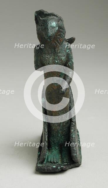 Dog Headed Bird Figurine Protecting a Female Lioness Deity, Late Period-Ptolemaic Period... Creator: Unknown.