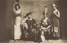 Amateur actors in drag, pose on stage as "The Blackthorns", (between 1910 and 1919?). Creator: Unknown.