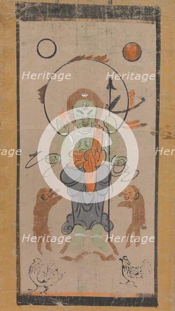 Otsu-e of Shomen Kongoyasha (Vajrayaksha), 17th century. Creator: Unknown.