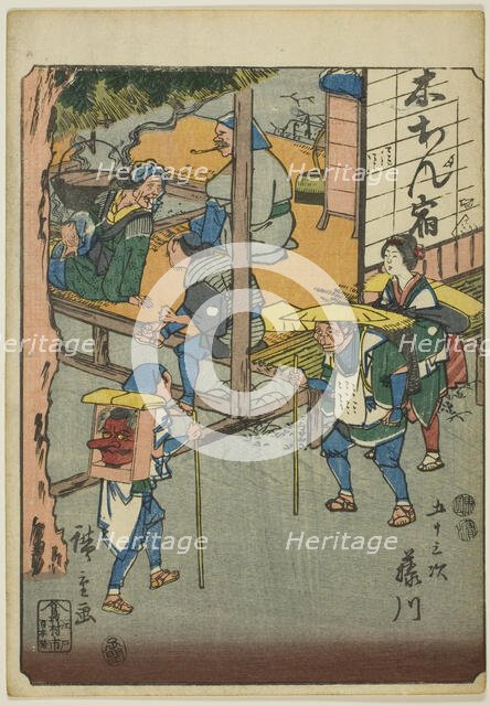 Fujikawa, from the series "Fifty-three Stations [of the Tokaido] (Gojusan tsugi)," also..., 1852. Creator: Ando Hiroshige.