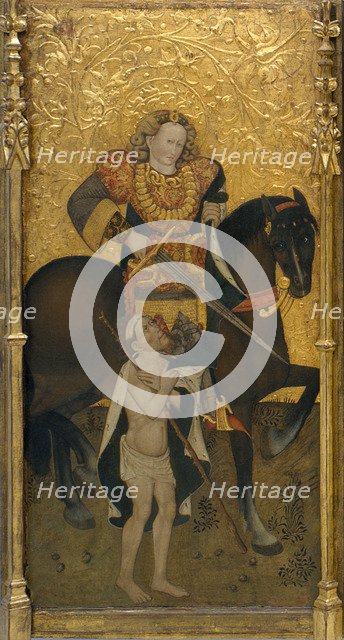 Saint Martin Sharing his Cloak. Artist: Ferrer, Jaume (active 1430-1461)