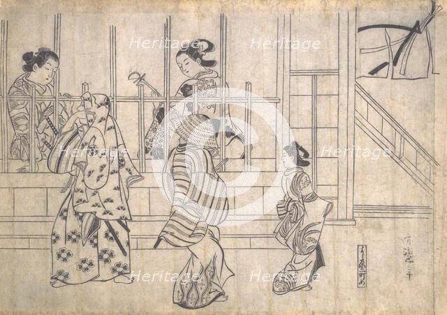 Street Scene in Yoshiwara, late 17th century. Creator: Hishikawa Moronobu.