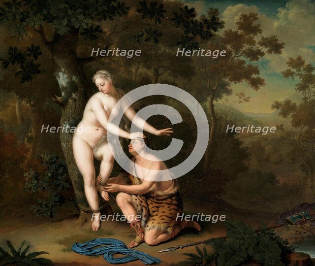 Sylvia freed by Aminta  , 1700s. Creator: Mieris, Willem van (1662-1747).