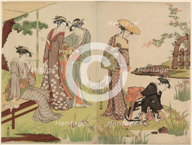 By an Iris Pond, c. 1785. Creator: Torii Kiyonaga.