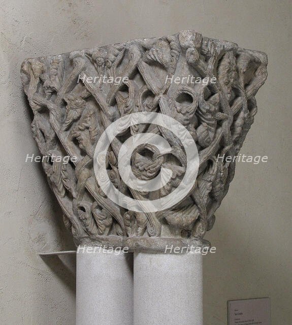 Double Capital with Vine Tendrils, French, 1170-80. Creator: Unknown.