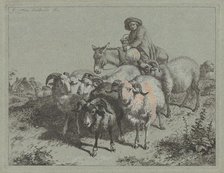 Boy on a Donkey Driving a Flock, 1763. Creator: Francesco Londonio.