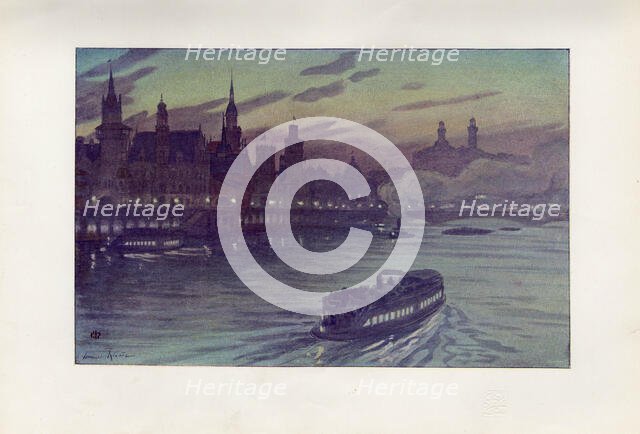 An evening effect at the Paris exhibition, 1900. Creator: Rivière, Henri (1864-1951).