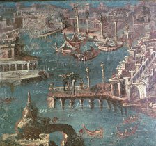 Roman wall painting of a harbour scene. Artist: Unknown