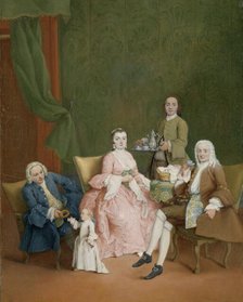 Portrait of a Venetian Family with a Manservant Serving Coffee, c.1752. Creator: Pietro Longhi.