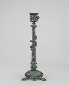 Candlestick with Volubilis, Roots, and Fawn's Feet with a Serpent about the Stem, c. 1845/1874. Creator: Antoine-Louis Barye.