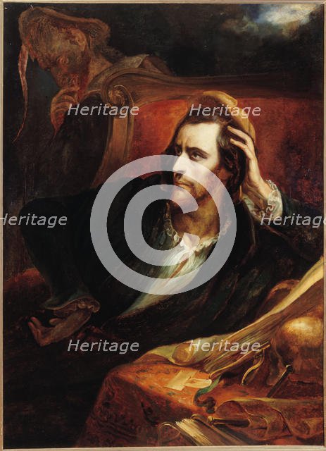Faust in His Study (Faust dans son cabinet), ca 1848. Creator: Scheffer, Ary (1795-1858).