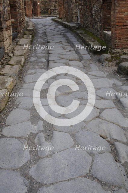 Cobbled street, Pompeii, Italy, 2009.  Creator: LTL.
