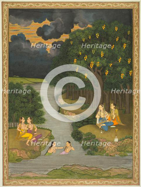 Women Enjoying the River at the Forest’s Edge, c. 1765. Creator: Hunhar II (Indian, active mid-1700s), style of.