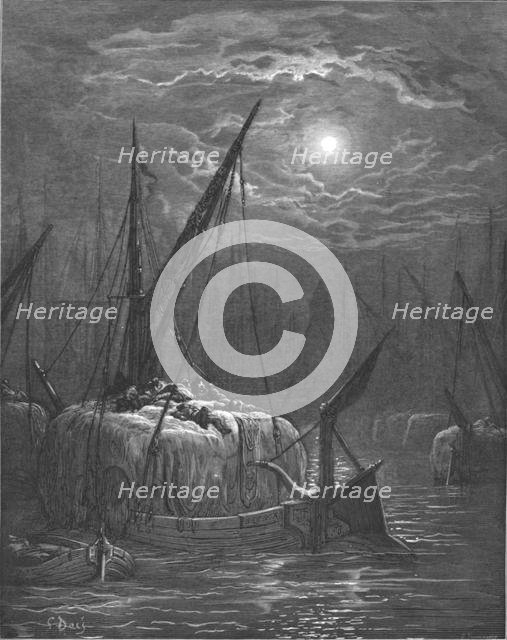 'Hayboat on the Thames', 1872.  Creator: Gustave Doré.