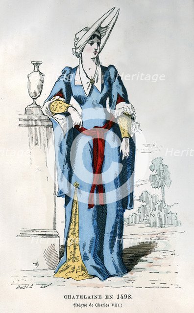 Lady of the manor of the time of Charles VIII of France, 1498 (1882-1884).Artist: Petit