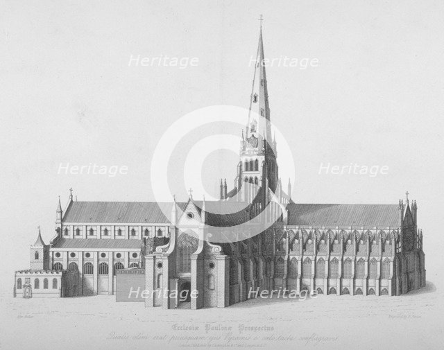 South elevation of the old St Paul's Cathedral, City of London, 17th century (1818). Artist: William Finden