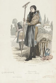 Costume Plate (Bauernmadchen aus Lachsen), 1876. Creators: Carl Emil Doepler, August Weger.