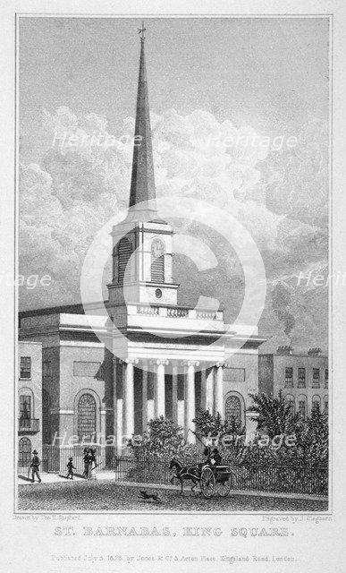 Church of St Barnabas, King Square, Bunhill Fields, Finsbury, London, 1828. Artist: John Cleghorn