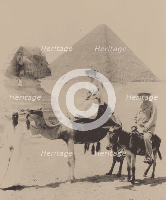 Arthur Conan Doyle and his wife Jean visiting the Pyramids, Egypt, 1907. Creator: Anonymous.