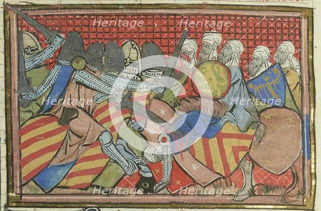 The siege of Jerusalem, 1229 (From "Li rommans de Godefroy de Buillon et de Salehadin"), 1337. Creator: Maître de Fauvel (active 1314-1340).