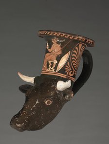 Apulian Cow-Head Rhyton, c. 340 BC. Creator: Unknown.