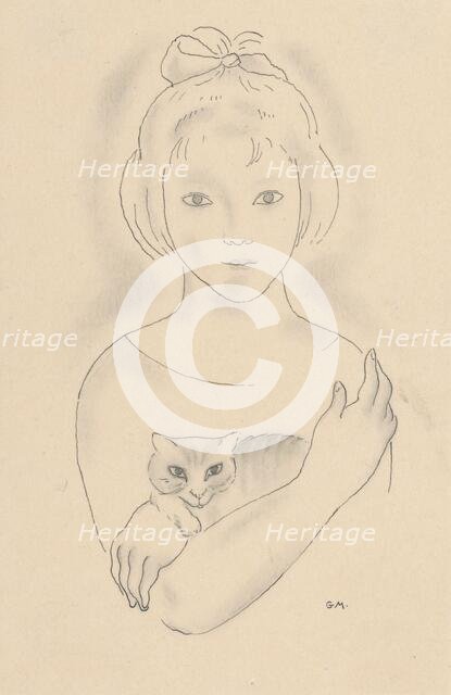 Girl with a cat, around 1927-1928. Creator: Mikulas Galanda.