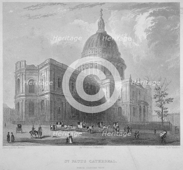 North-east view of St Paul's Cathedral, City of London, 1835. Artist: Benjamin Winkles