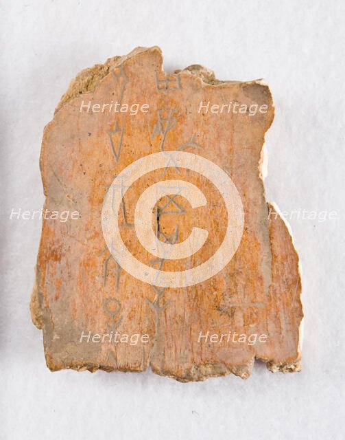 Inscribed bone fragment ("oracle bone"), Late Shang dynasty, ca. 1300-1050 BCE. Creator: Unknown.
