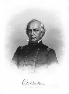 Edward Dickinson Baker, American politician, lawyer, and military leader, (1872).Artist: John A O'Neill