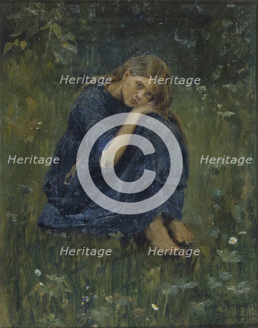 Alyonushka (Study), 1881. Artist: Vasnetsov, Viktor Mikhaylovich (1848-1926)