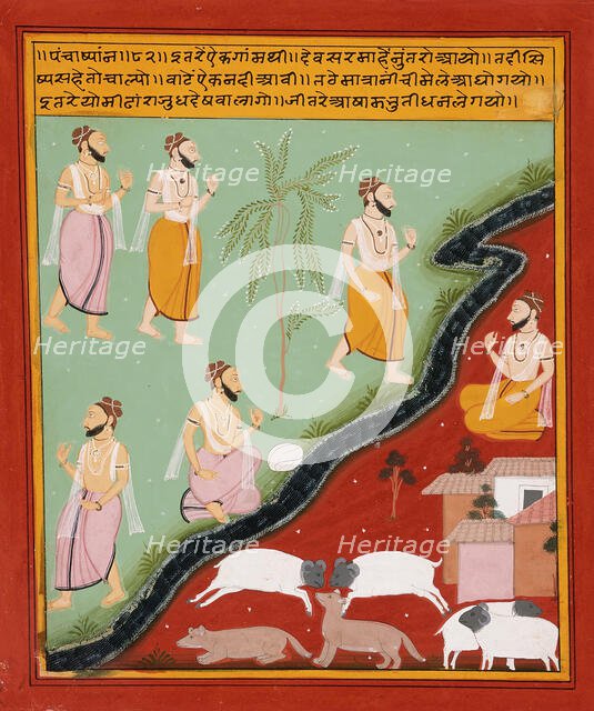 Adventures of Two Travelling Priests, Folio from a "Panchakhyana" (Jain Recensio..., c1725. Creator: Unknown.
