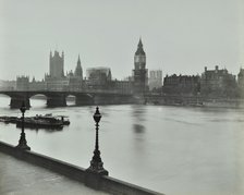 Westminster Bridge and the Palace of Westminster with Big Ben, London, 1934. Artist: Unknown.