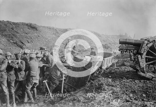 British clearing ground for Howitzer, between 1914 and 1918. Creator: Bain News Service.