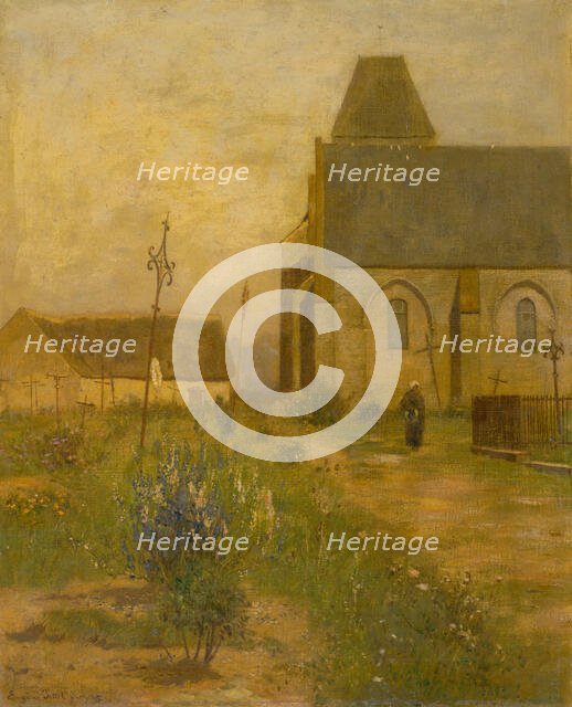 Landscape with church and graveyard, 1895. Creator: Eugen Jettel.