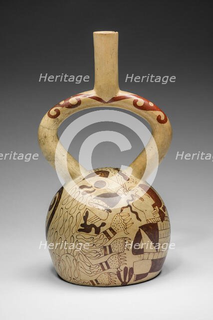 Vessel Depicting a Bound Prisoner Facing a Jaguar, A.D. 250/500. Creator: Unknown.