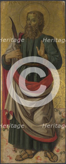 Saint Bartholomew (from Altarpiece: The Virgin and Child with Saints), ca 1475. Artist: Caporali, Bartolomeo (1420-1505)