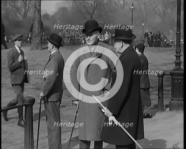 British men in Hyde Park, London, 1931. Creator: British Pathe Ltd.
