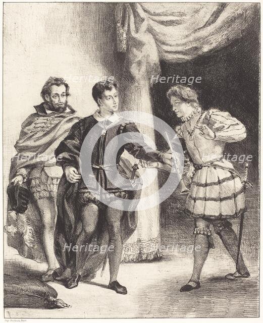 Hamlet and Guildenstern (Act III, Scene II), 1834/1843. Creator: Eugene Delacroix.