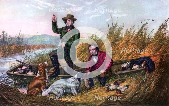 'Wild Duck Shooting', 1854.Artist: Currier and Ives