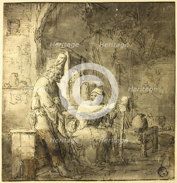 Old Peasant Couple in Cottage, n.d. Creator: Unknown.